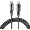 USB-C to Lightning LED cable Budi, 20W, 1.5m (black) Telefonu lādētāji 12v Automašīnām