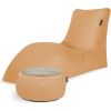 Qubo Combo Peach SOFT LOUNGER + JUST TABLE + JUST TOP Wood FIT