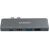 CANYON DS-5, Multiport Docking Station with 7 port, 1*Type C PD100W+2*HDMI+1*USB3.0+1*USB2.0+1*SD+1*TF. Input 100-240V, Output USB-C PD100W&USB-A 5V/1A, Aluminum alloy, Space gray, 104*42*11mm, 0.046kg(Generation B) Dokstacijas portatīvajiem datoriem