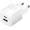 Wall charger, Vention, FEQW0-EU,  USB-C + USB- A,  30W/30W , GaN (white)