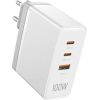 Wall charger, Vention, FEGW0-EU, 2xUSB-C, USB- A, 100W/100W/30W, GaN (white)