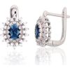 Серебряные серьги на английском замке #2204250(PRh-Gr)_CZ+CZ-B, Серебро 925°, родий (покрытие), Цирконы, 3.2 гр.
