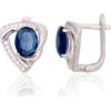 Серебряные серьги на английском замке #2204247(PRh-Gr)_CZ+CZ-B, Серебро 925°, родий (покрытие), Цирконы, 3.9 гр.