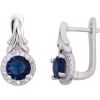 Серебряные серьги на английском замке #2204245(PRh-Gr)_CZ+CZ-B, Серебро 925°, родий (покрытие), Цирконы, 4.1 гр.