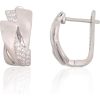 Серебряные серьги на английском замке #2204221(PRh-Gr)_CZ, Серебро 925°, родий (покрытие), Цирконы, 5.2 гр.