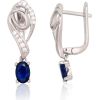 Серебряные серьги на английском замке #2204240(PRh-Gr)_CZ+CZ-B, Серебро 925°, родий (покрытие), Цирконы, 3.1 гр.