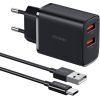 Mcdodo CH-5072 USB-A*2, 12W power charger + USB-A to USB-C cable (black)