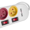 Maclean power strip, extender 4 sockets + 2xUSB, with switches, 250VAC/10A, 2.1A 5V, 1.5m, white, MCE229 W