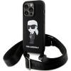 Karl Lagerfeld Crossbody Silicone Ikonik Back Case Aizsargapvalks Priekš Apple iPhone 15 Pro Max