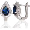 Серебряные серьги на английском замке #2203669(PRh-Gr)_CZ+CZ-B, Серебро 925°, родий (покрытие), Цирконы, 3.1 гр.