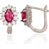 Серебряные серьги на английском замке #2202986(PRh-Gr)_CZ+CZ-RO, Серебро 925°, родий (покрытие), Цирконы, 2.8 гр.