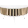 Top E Shop Table RONDA 90 white, slatted oak