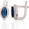 Серебряные серьги на английском замке #2202956(PRh-Gr)_CZ+CZ-B, Серебро 925°, родий (покрытие), Цирконы, 2.2 гр.