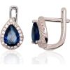 Серебряные серьги на английском замке #2202955(PRh-Gr)_CZ+CZ-B, Серебро 925°, родий (покрытие), Цирконы, 2.2 гр.