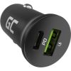 Green Cell GC CADM-GC-38AC - USB-Ladegeraet 38 W 1x USB-C USB-A schwarz Flashlight, GPS, Headphones, Mobile phone, Navigator, Other, Portable speaker, Power bank, Smartphone, Smartwatch, Tablet, Universal Black Cigar lighter Fast charging Auto, Indoor