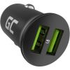 Green Cell GC CADM-GC-36AA - USB-Ladegeraet 36 W 2x USB-A schwarz Flashlight, GPS, Headphones, Mobile phone, Navigator, Other, Portable speaker, Power bank, Smartphone, Smartwatch, Tablet, Telephone, Universal Black Cigar lighter Fast charging Auto, Indoo