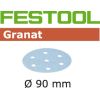 Festool Smilšpapīrs ekscentra slīpmašīnai Granat; 90 mm; P500; 100 gab.