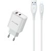 AWEI ład. siec. PD81L-EU 22.5W + kabel USB + Lightning biała|white GaN