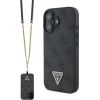 Guess Leather Metal Logo Strass Crossbody Case Aizsargapvalks Priekš Apple iPhone 16