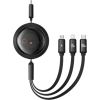 Fast Charging Cable 3in1 Baseus Free2Draw USB-C to USB-C/Lightning/Micro 100W, 1,1m (black)