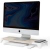 POUT EYES8 - 3-in-1 wooden monitor stand hub with fast wireless charging pad, white