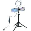 Puluz LED Ring Lamp 16cm With Desktop Tripod Mount Up to 70cm And Dual Phone Bracket, USB