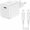 Swissten Tīkla Lādētājs GaN USB-C 20W PD + Datu kabelis USB-C-USB-C 1.2m
