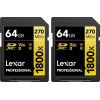 Lexar Professional 1800x SDXC 64 GB + 64 GB Class 10 UHS-II/U3 V60 (LSD1800064G-B2NNU)