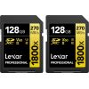 Lexar Professional 1800x SDXC 128 GB + 128 GB Class 10 UHS-II/U3 V60 (LSD1800128G-B2NNG)