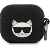 KLACA3SILCHBK Karl Lagerfeld Choupette Head maciņš austiņam Apple Airpods 3 melns