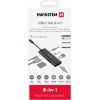 Swissten 8in1 USB-C Hub Алюминий USB-C 100W / HDMI 4K / LAN RJ45 / 2x USB-A / USB-C / SD / MICRO SD