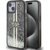 Guess -  Guess PC/TPU Liquid Glitter Gold Stripe Case for iPhone 15 Black