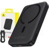 LiPo Powerbank 10000mAh 20W bezvadu uzlāde 15W USB-C Magsafe saderīgs Mini Air melns BASEUS