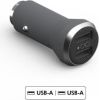 Dual 4.8A (2.4+2.4A) USB A+A FastCharge Car Charger Gray - Lifetime Warranty Force Power
