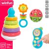 Win Fun Комплект для малыша игрушки развивающие пирамидка, муз. игрушка и 2 погремушки 0 m+ CB46885
