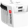 Skross   MUV USB (2xA) Compact 2-pole world travel adapter with 2 integrated USB ports White