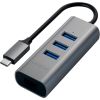 SATECHI Type-C 2-in-1 USB 3.0 Aluminum 3 Port Hub and Ethernet Port Space Gray