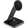 SATECHI 3-in-1 Foldable Qi2 Wireless Charging Stand (Space Gray) with Type A,C,G plugs