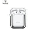 Baseus Apple  Metallic Shining Ultra-thin Silicone Protector Case with Hook for Airpods 1 / 2 Silver