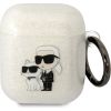 Karl Lagerfeld 3D Logo NFT Karl and Choupette TPU Glitter Case for Airpods 1|2 White
