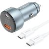 Foneng C18 1xUSB-A, 1xUSB-C 2.4A 48W car charger (grey) + USB-C to USB-C cable