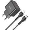 Сетевая зарядка Hoco N29 PD35W c 2 Type-C + Lightning черная