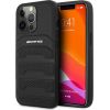 3MK AMG AMHCP14LGSEBK iPhone 14 Pro 6,1" | melns cietais maciņš ādas ar reljefā iegravētām līnijām