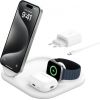 Bezvadu lādētājs Belkin BOOST Charge 3in1 Qi2 15W magn.Charg.Stand white  WIZ029vfWH