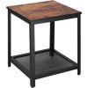 Kvadrātveida kafijas galdiņš ar plauktu Springos HF0026, 45x45x55 cm, loft stils, melns/brūns