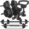 Regulējams hanteles komplekts Springos FA1672, 30 kg, stienis + svari, melns