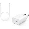 EP-TA800EWE + EP-DG980BWE Samsung 25W ceļojuma lādētājs + USB-C|USB-C datu kabelis, balts (OEM)