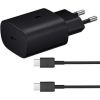 EP-TA800EBE + EP-DA705BBE Samsung 25W ceļojuma lādētājs + USB-C|USB-C datu kabelis melns (OEM) Telefonu lādētāji 220v