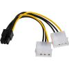 Adapteris ar kabeli Akyga AK-CA-13 2x Molex (m) | PCI-E 6 pin (m) 15cm
