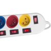 Maclean power strip, 5 socket extension cable, with switches, 250VAC/10A, 1.5m, MCE204 M/W